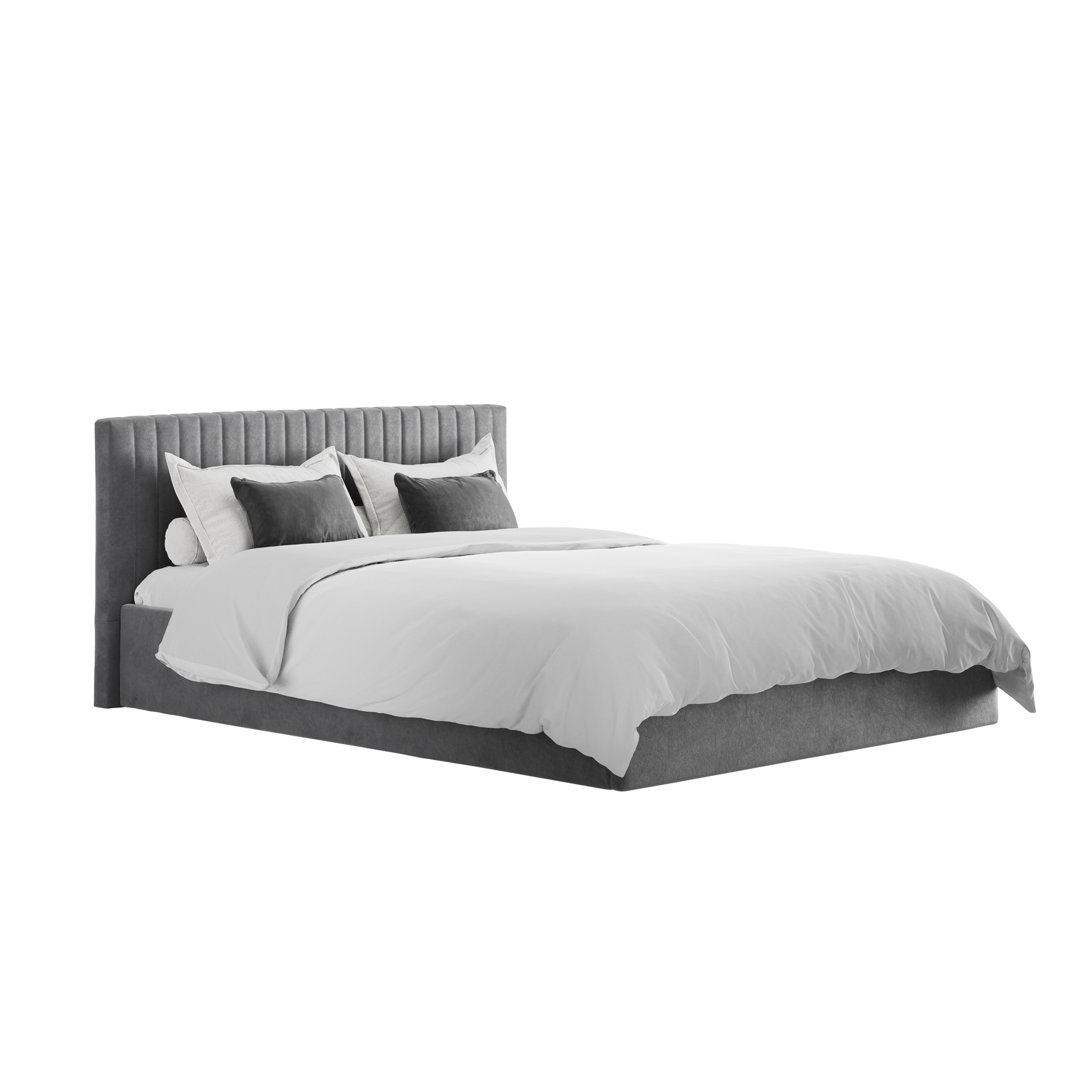 Lpd Berlin Upholstered Bed Frame Grey Kingsize (5')